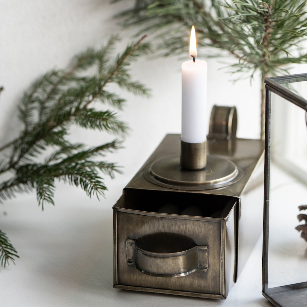 Antique Bronze Candle Holder Drawer