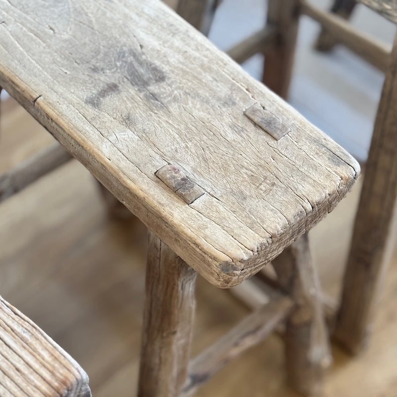 Vintage Reclaimed Wood Stool Side Table (No. 6)