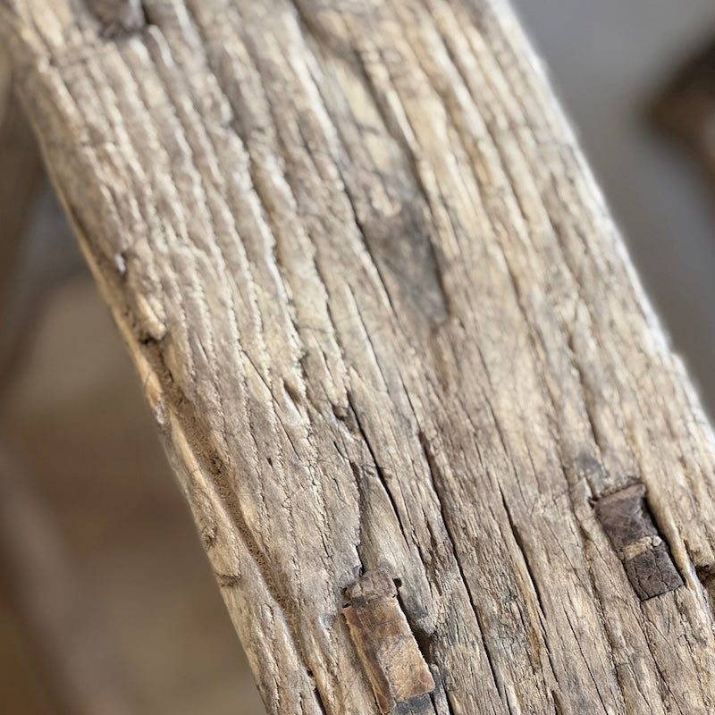 Vintage Reclaimed Wood Stool Side Table (No. 7)