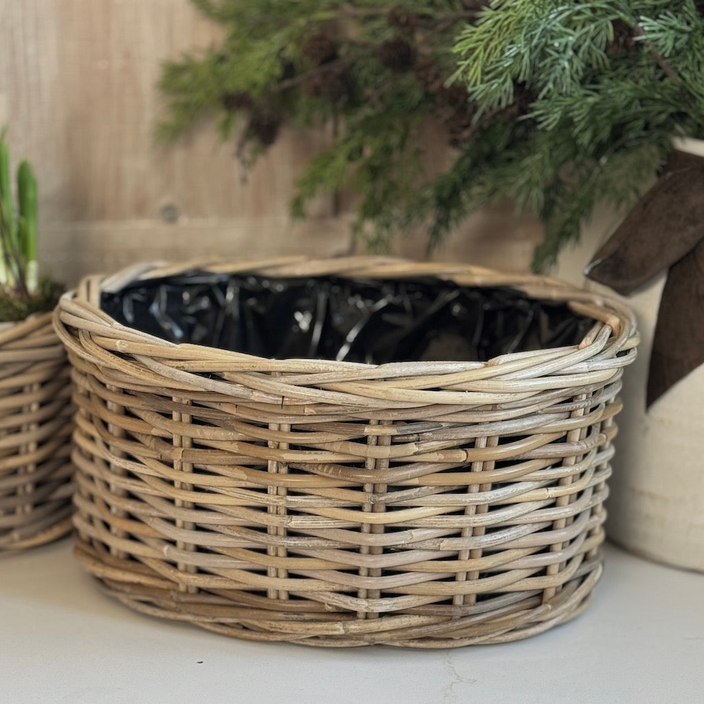 Rattan Oval Planter Basket