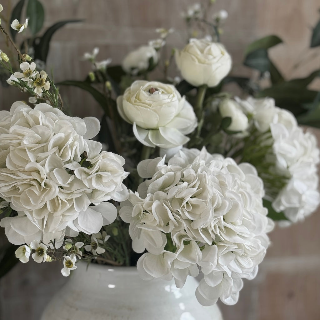 Faux White Hydrangea Arrangement