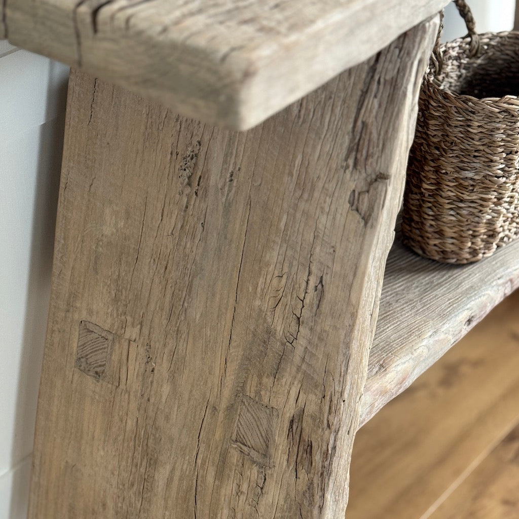 Vintage Reclaimed Elm Two Shelf Console Table 135cm