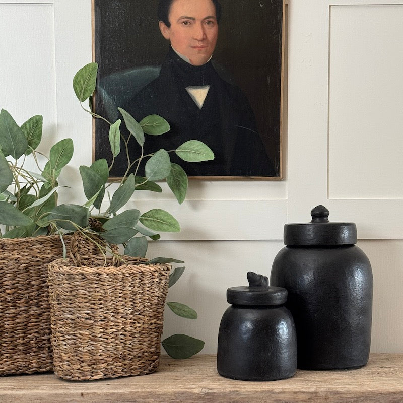 Small Black Ceramic Jars