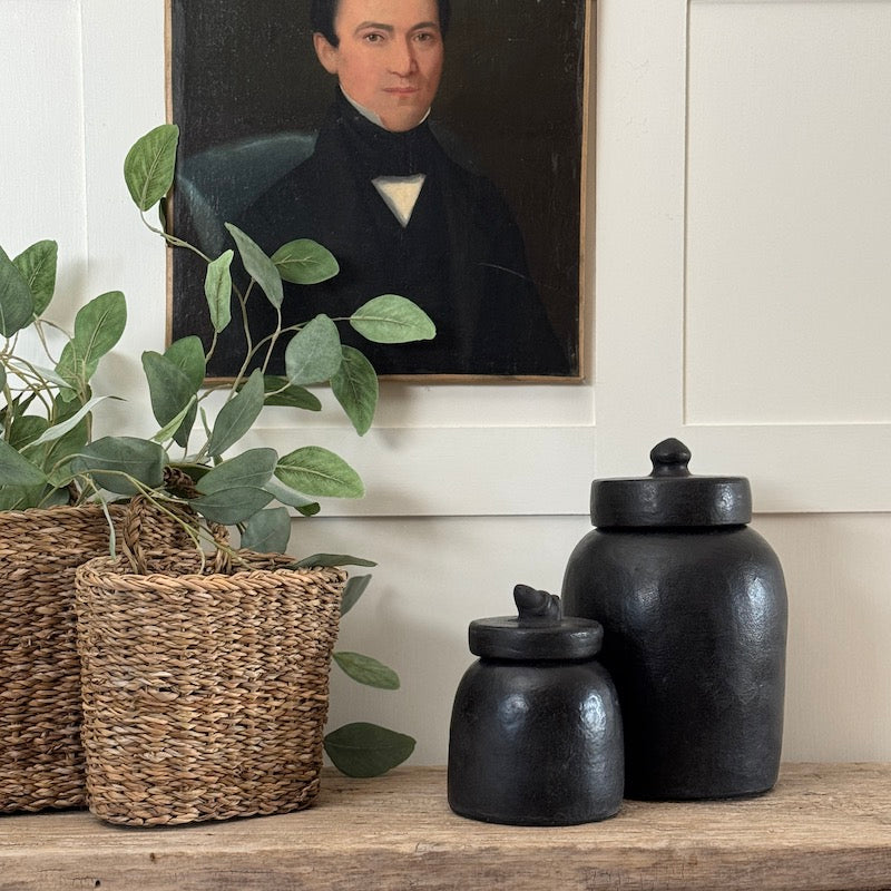 Small Black Ceramic Jars