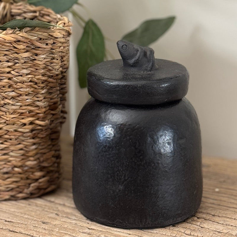 Small Black Ceramic Jars