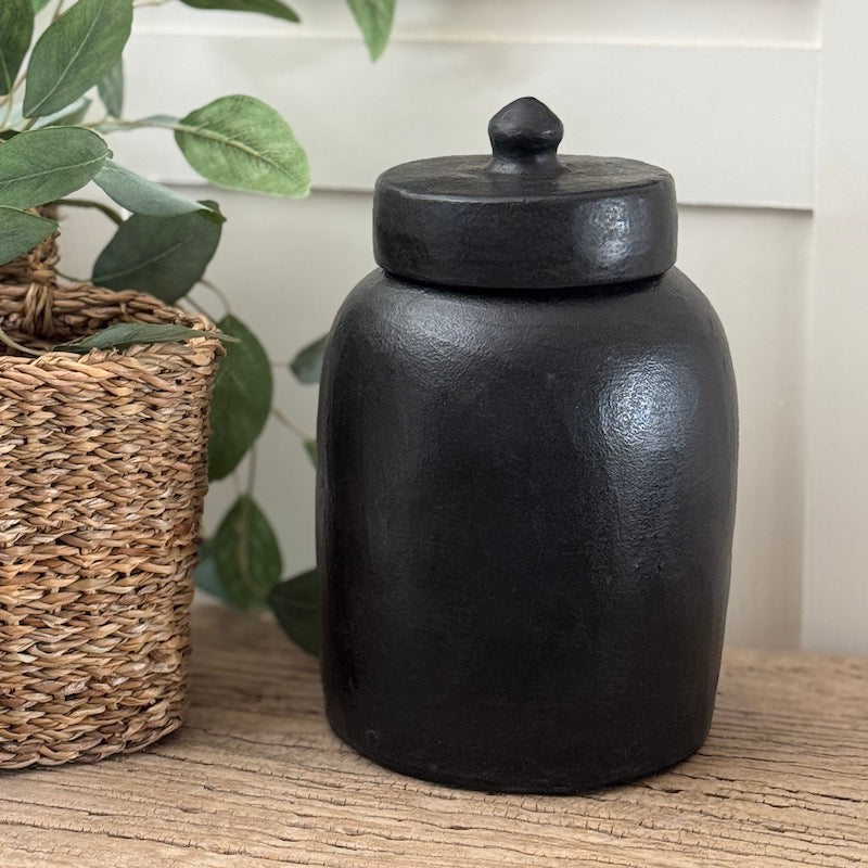 Small Black Ceramic Jars