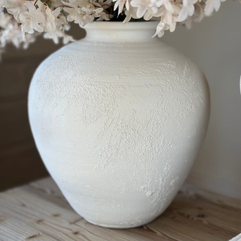 Textured White Ceramic Vase Large