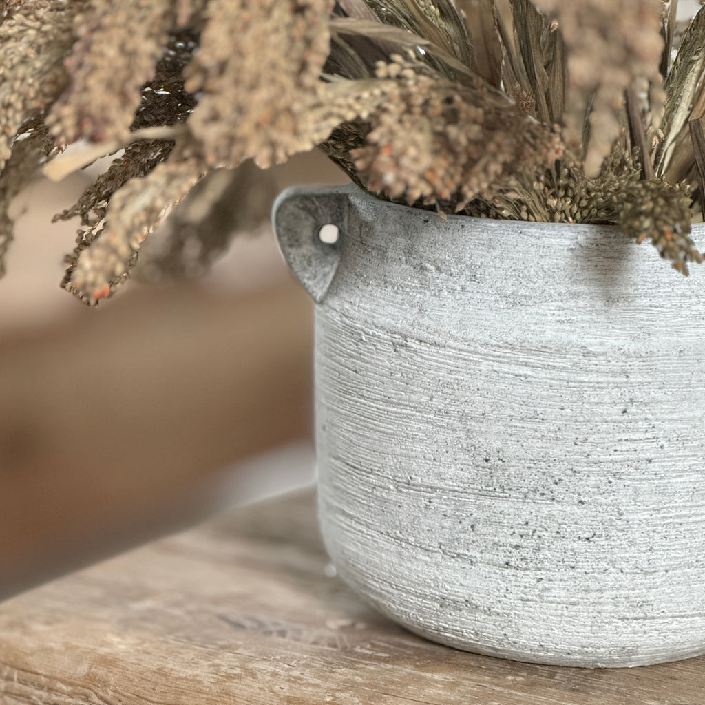 Concrete Effect Ribbed Small Vase