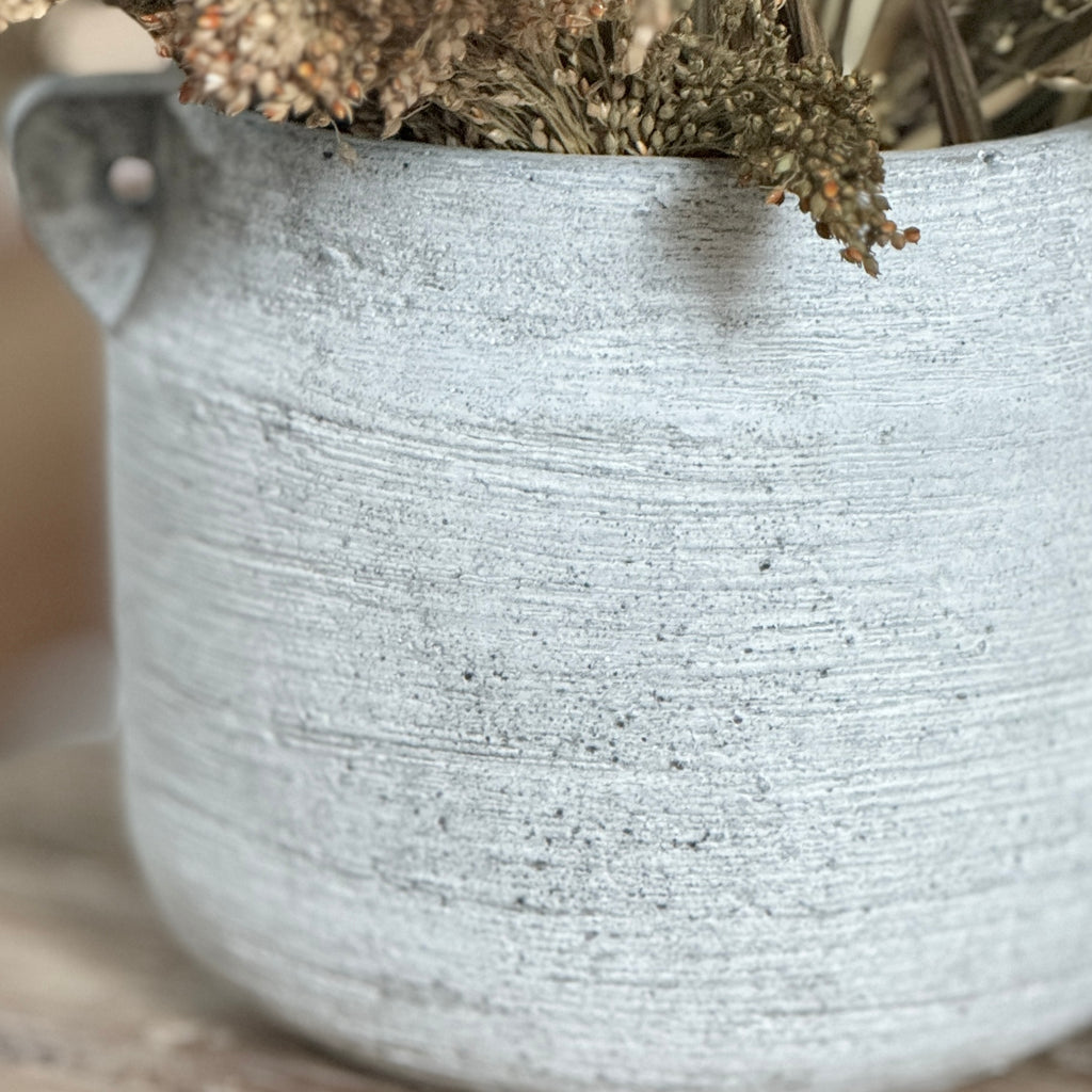 Concrete Effect Ribbed Small Vase