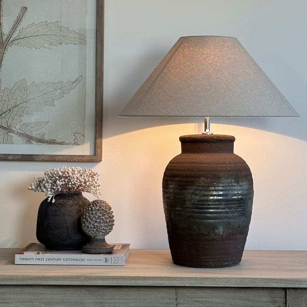 Cinder Rust Brown Distressed Table Lamp