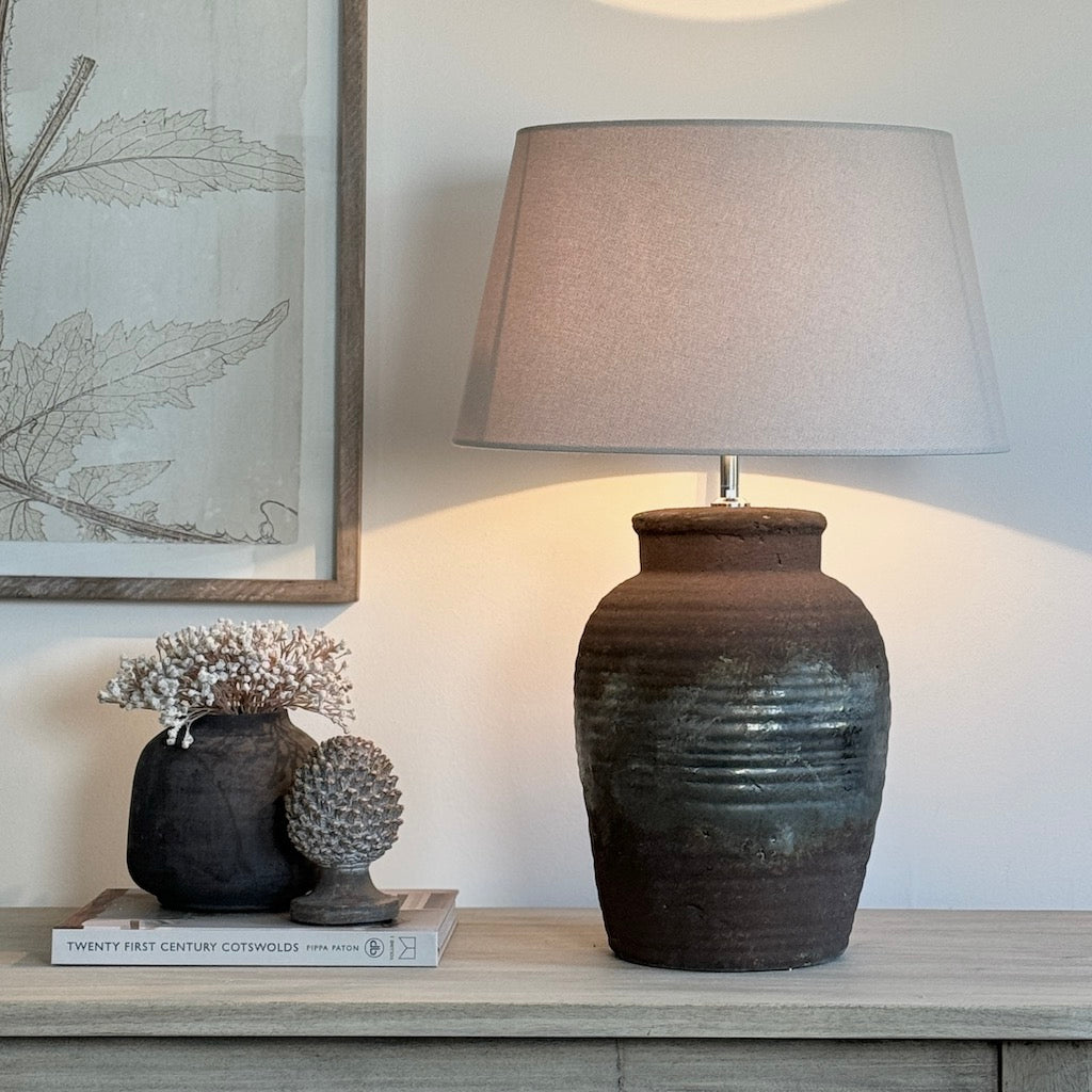 Cinder Rust Brown Distressed Table Lamp