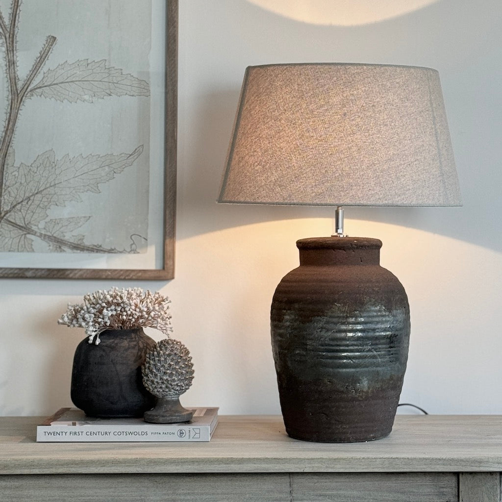 Cinder Rust Brown Distressed Table Lamp