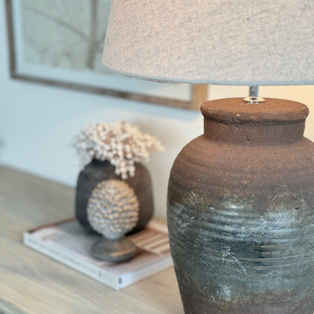 Cinder Rust Brown Distressed Table Lamp