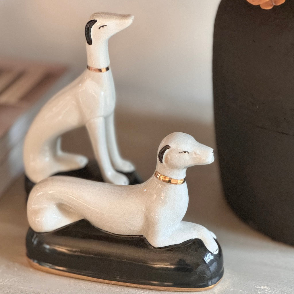 Ceramic Whippet Dog Ornaments Set 2