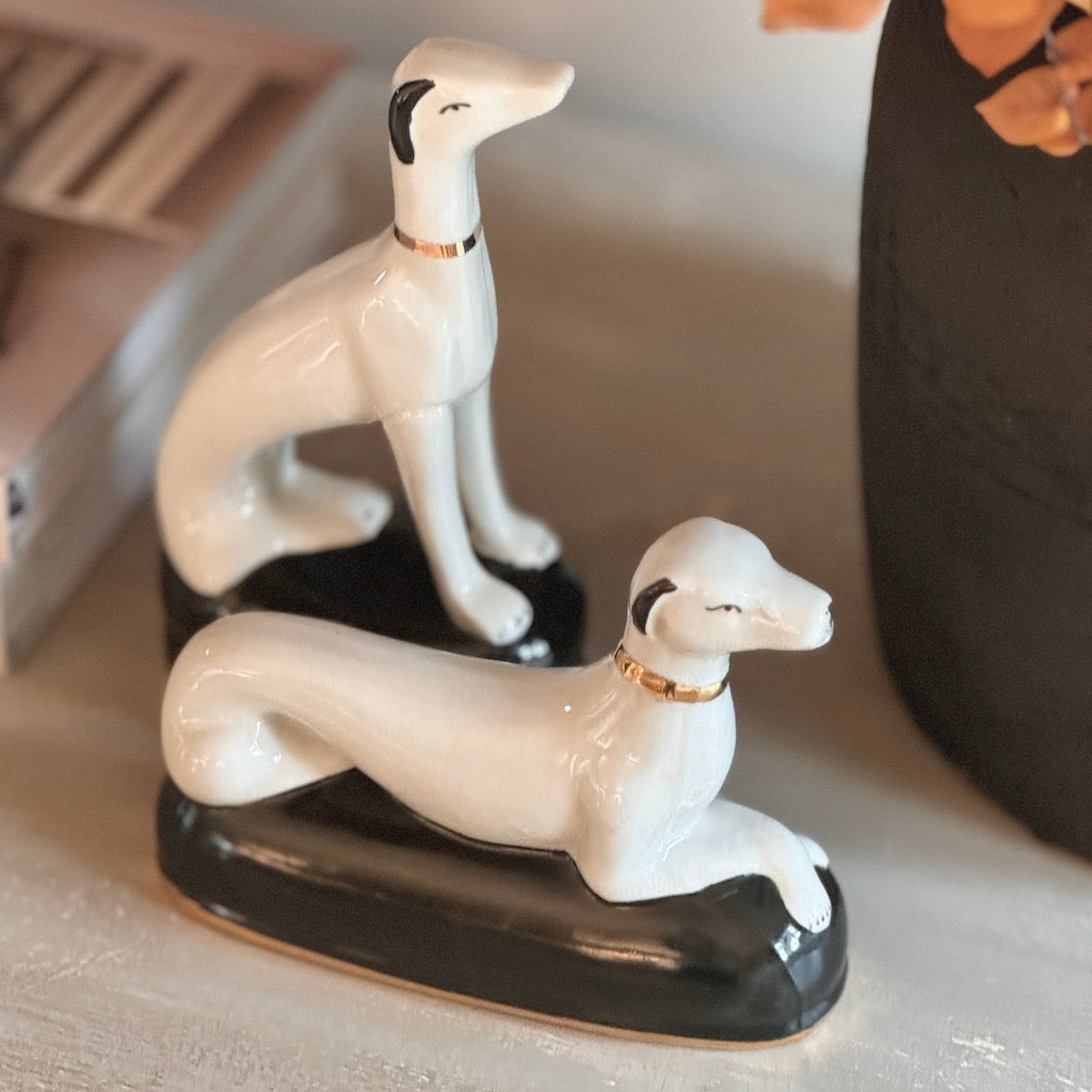 Ceramic Whippet Dog Ornaments Set 2