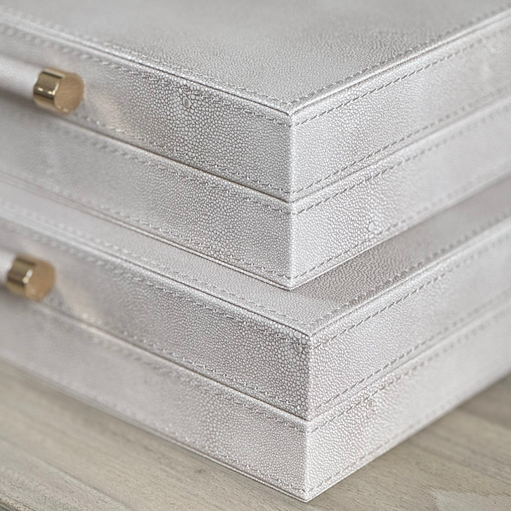 Ivory Faux Shagreen Boxes