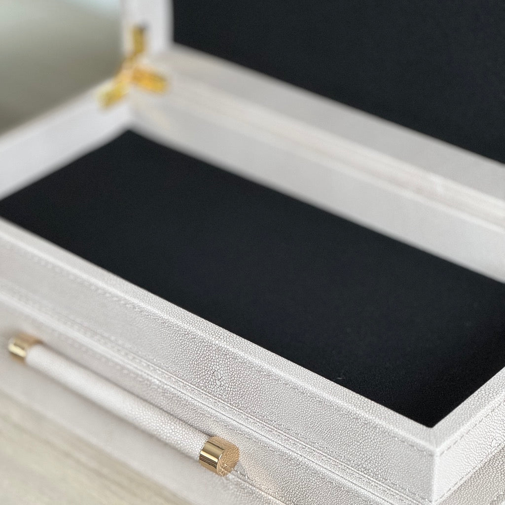 Ivory Faux Shagreen Boxes