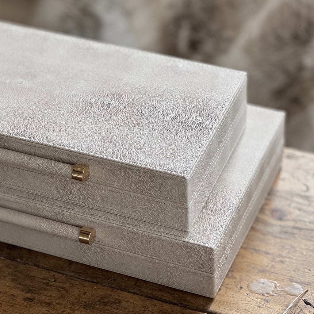 Ivory Faux Shagreen Boxes