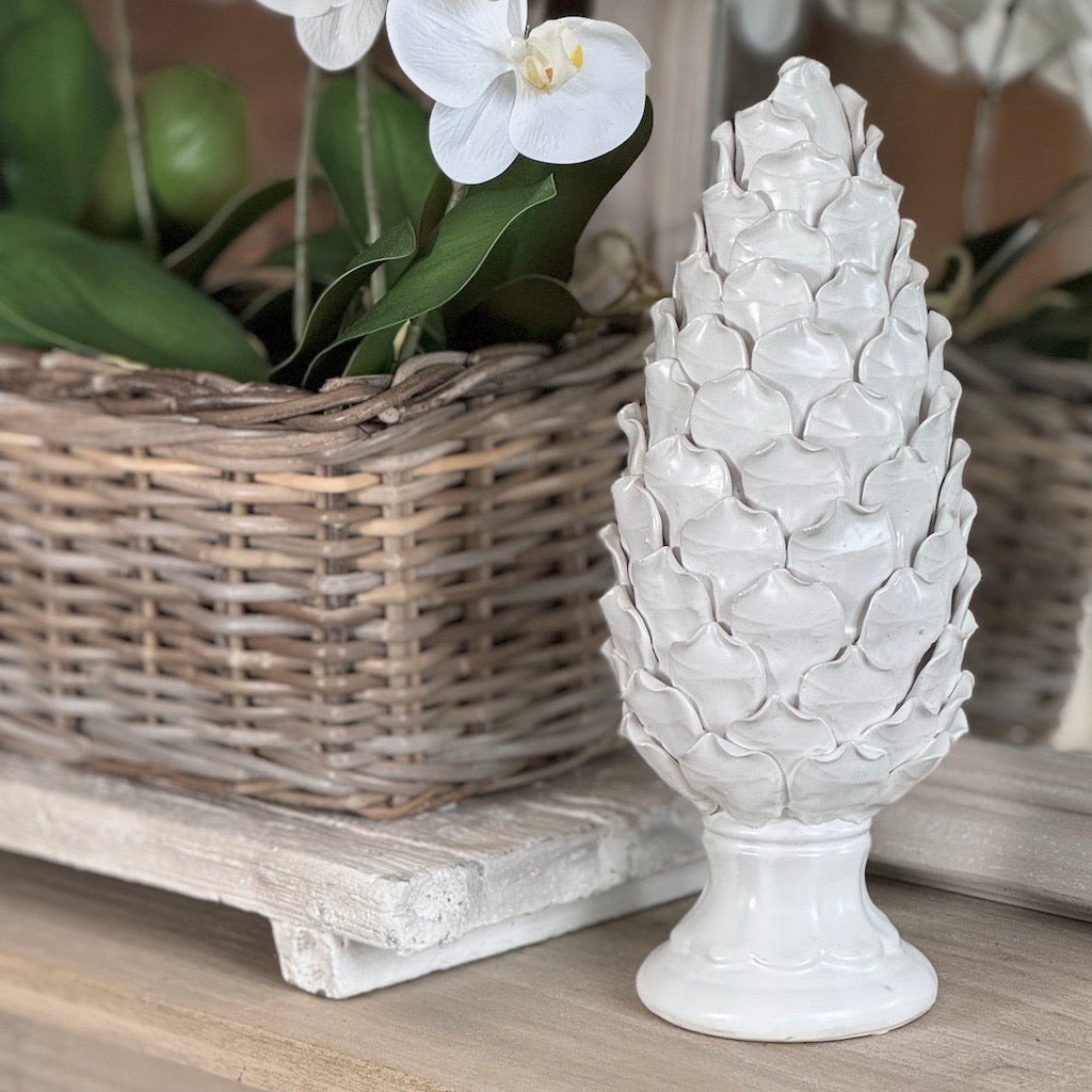 Tall Slender Ceramic Pinecone Finial