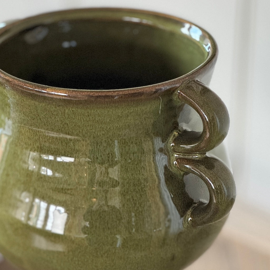 Olive Green Glazed Deco Vase