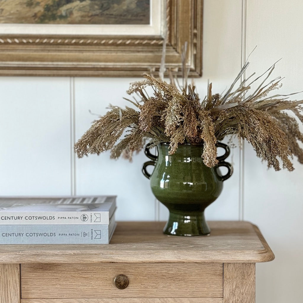 Olive Green Glazed Deco Vase