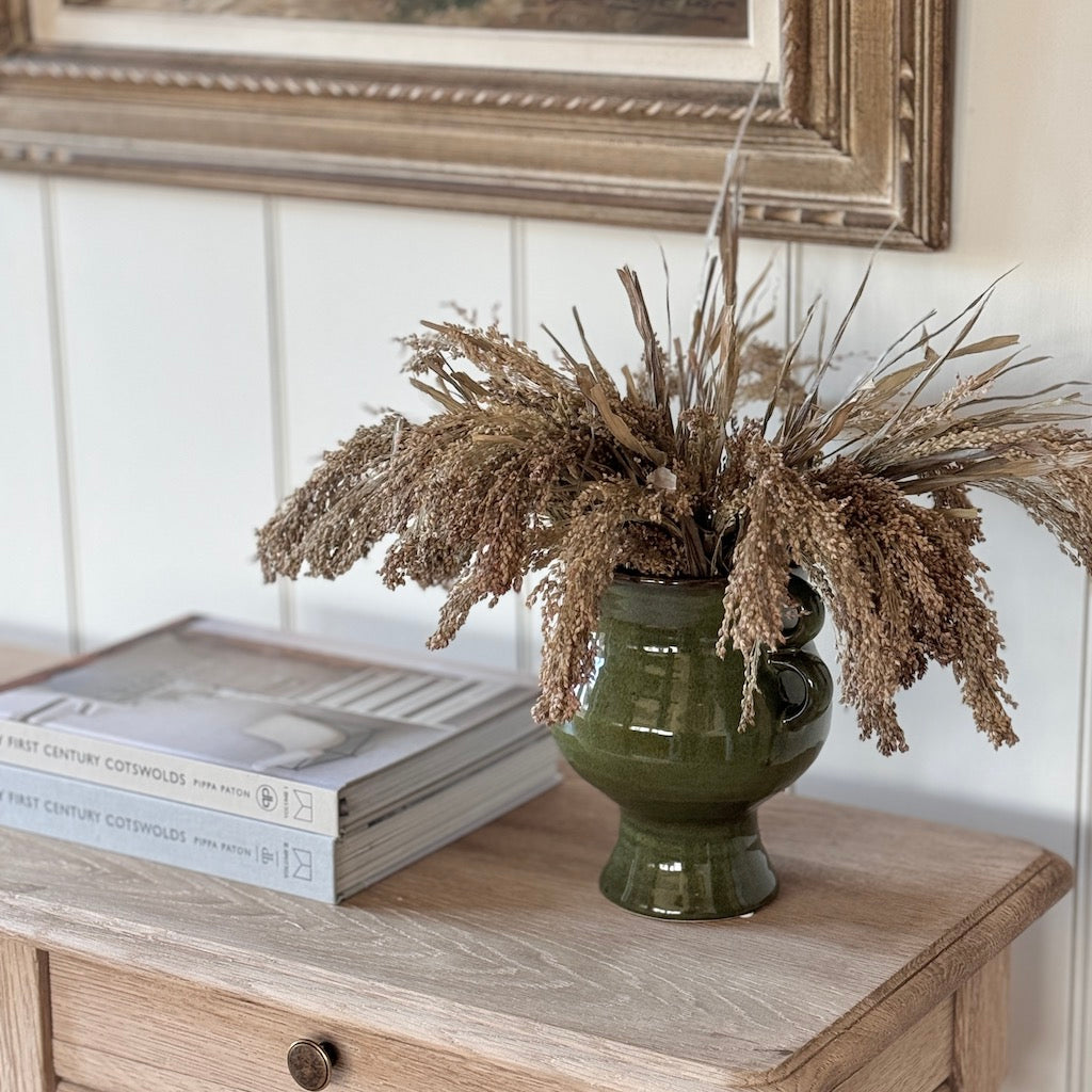 Olive Green Glazed Deco Vase