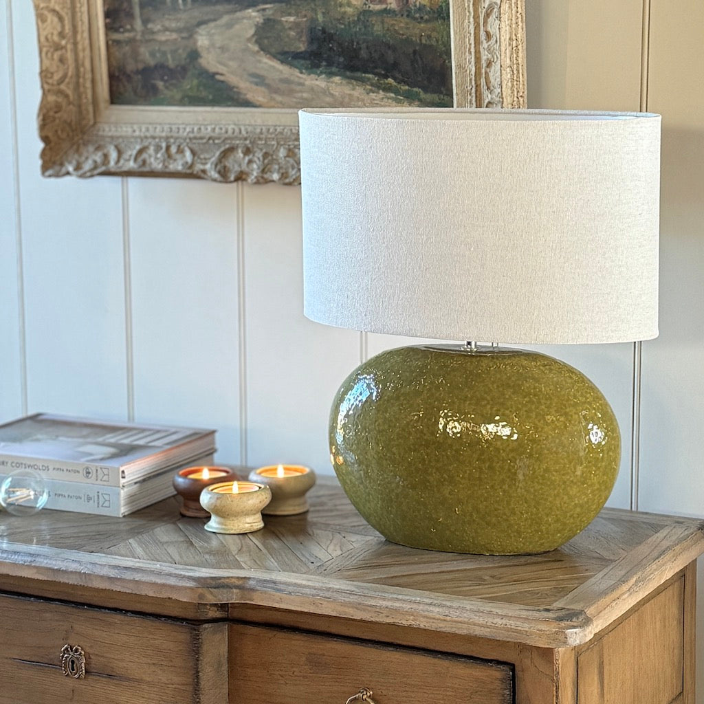 Oval Olive Table Lamp