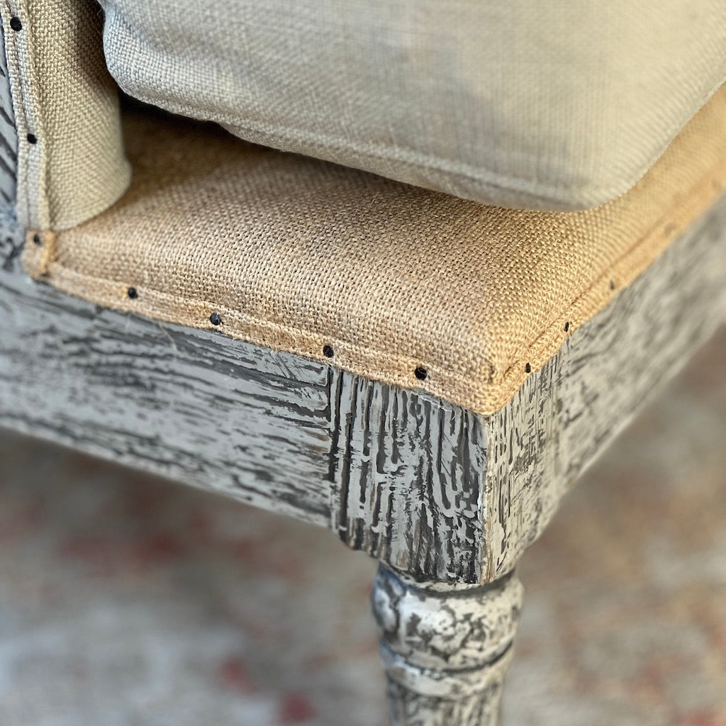 Gustavian Chair Taupe Fabric Open Webbed