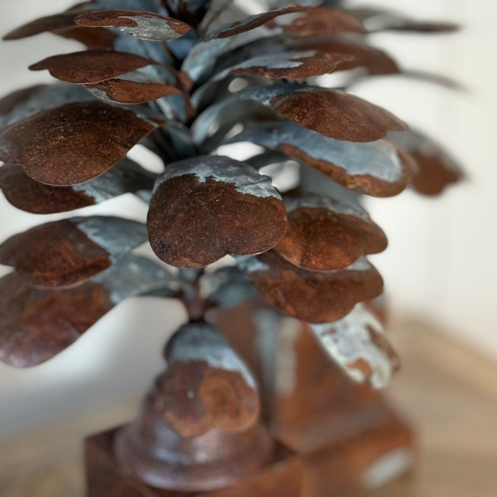 Rusty Metal Tall Pinecone Finial