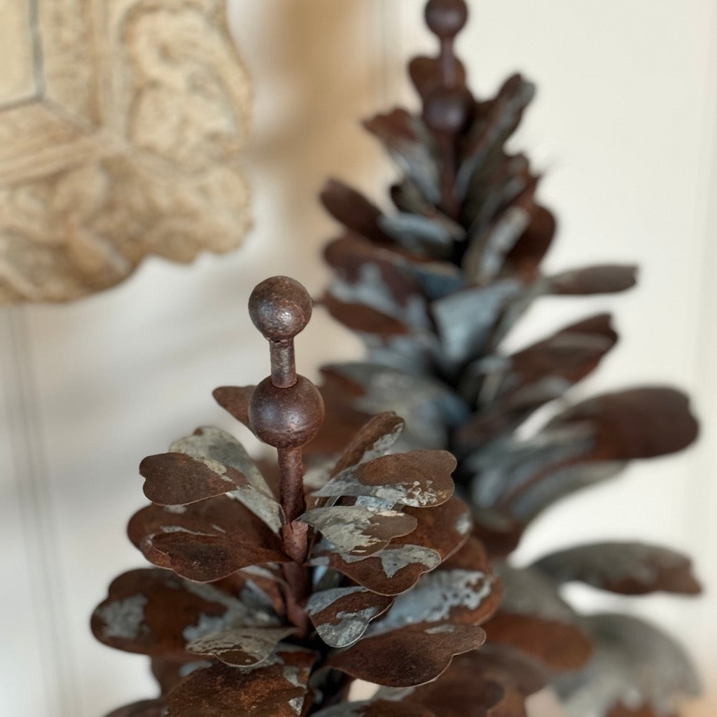 Rusty Metal Tall Pinecone Finial