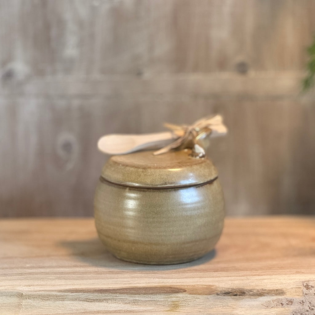 Stoneware Storage Jar Wooden Spoon