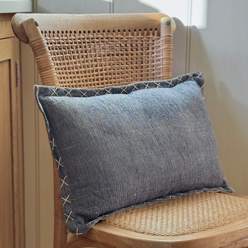 Denim Stitches Cotton Cushion Cover