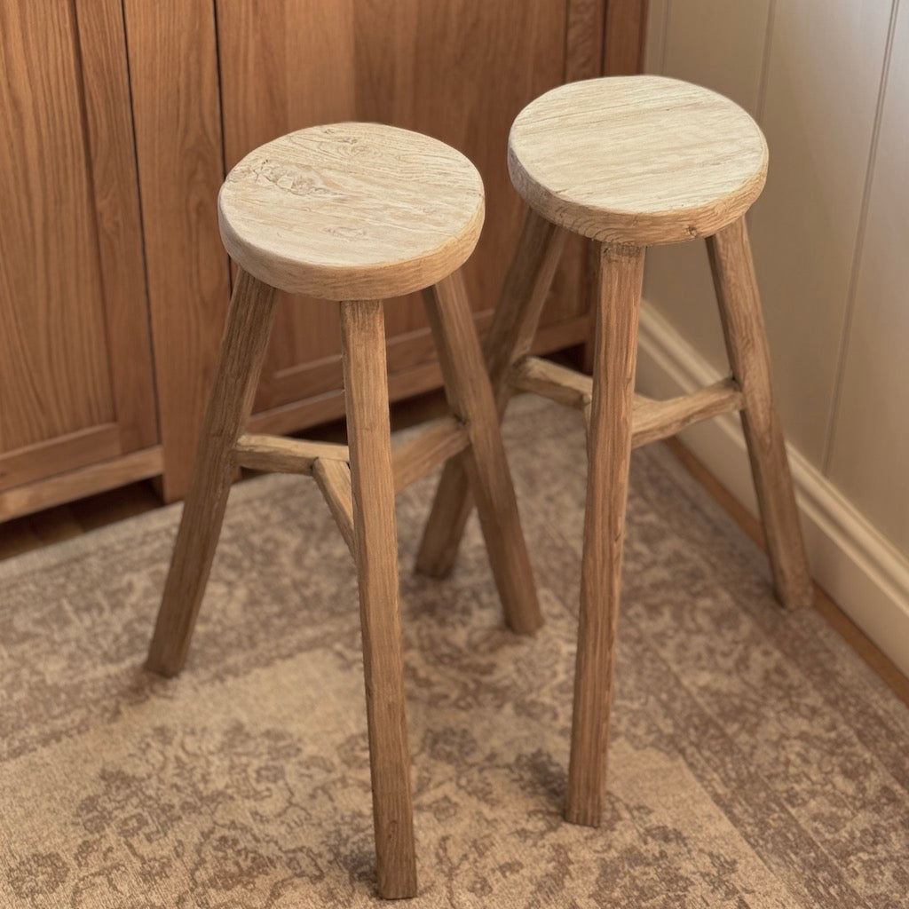 Vintage Wood Tall Stool