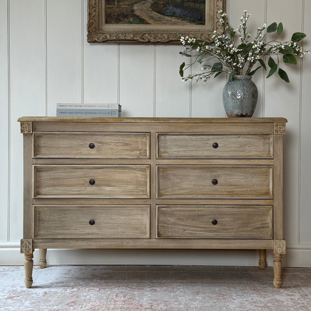 Chest Of Six Drawers Bleached Mahogany