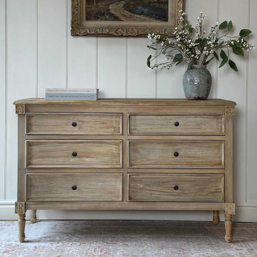 Chest Of Six Drawers Bleached Mahogany