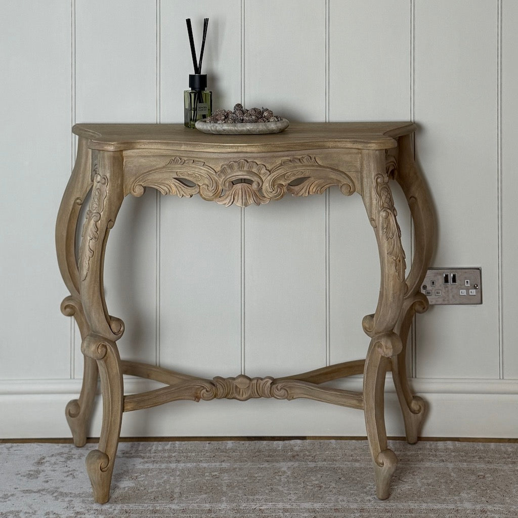 Carved Ornate Console Bleached Mahogany