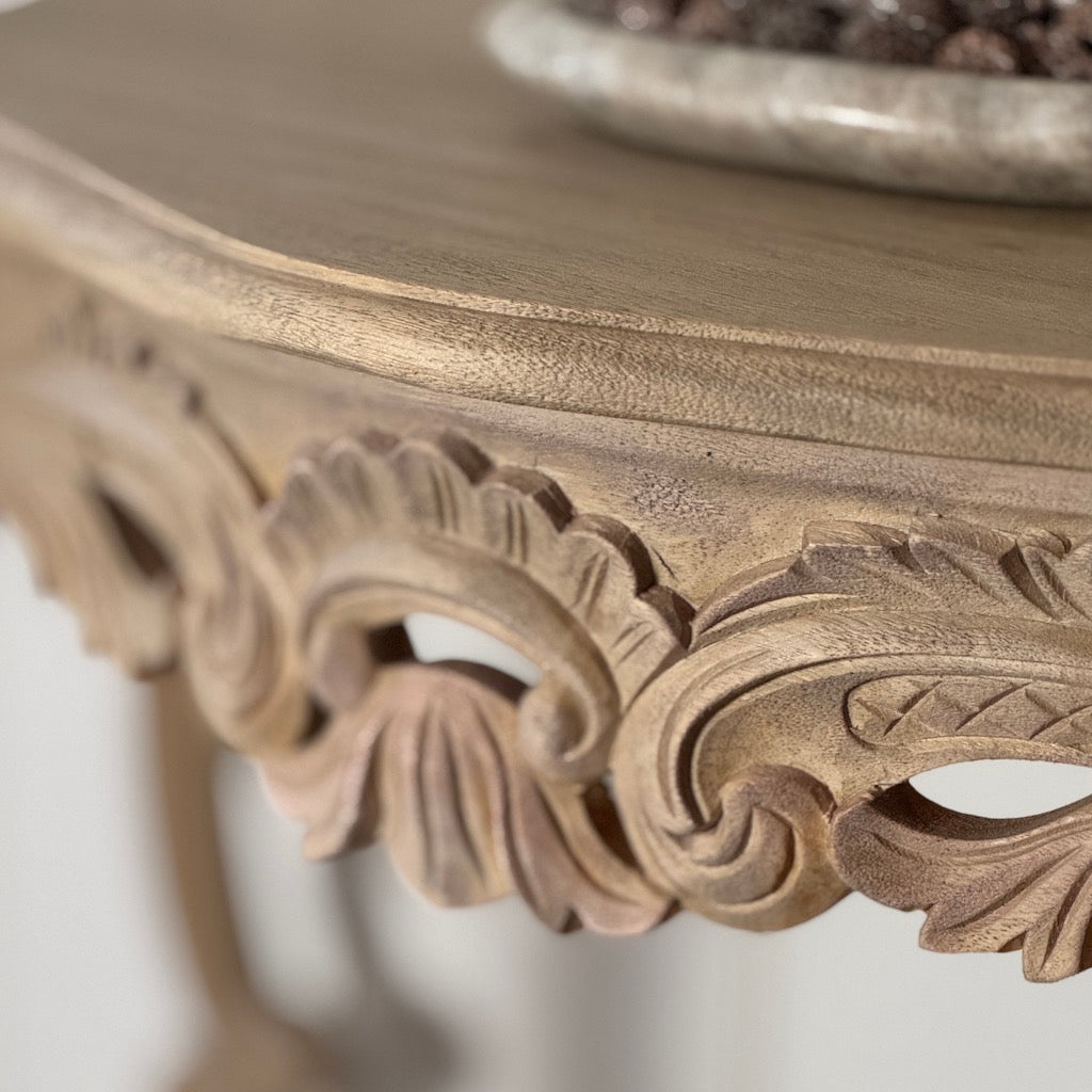 Carved Ornate Console Bleached Mahogany