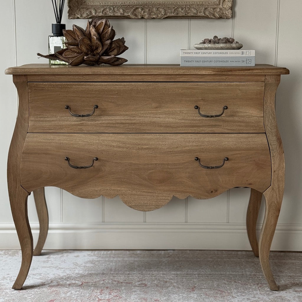 Bleached Mahogany Stained 2 Drawer Bombe Chest