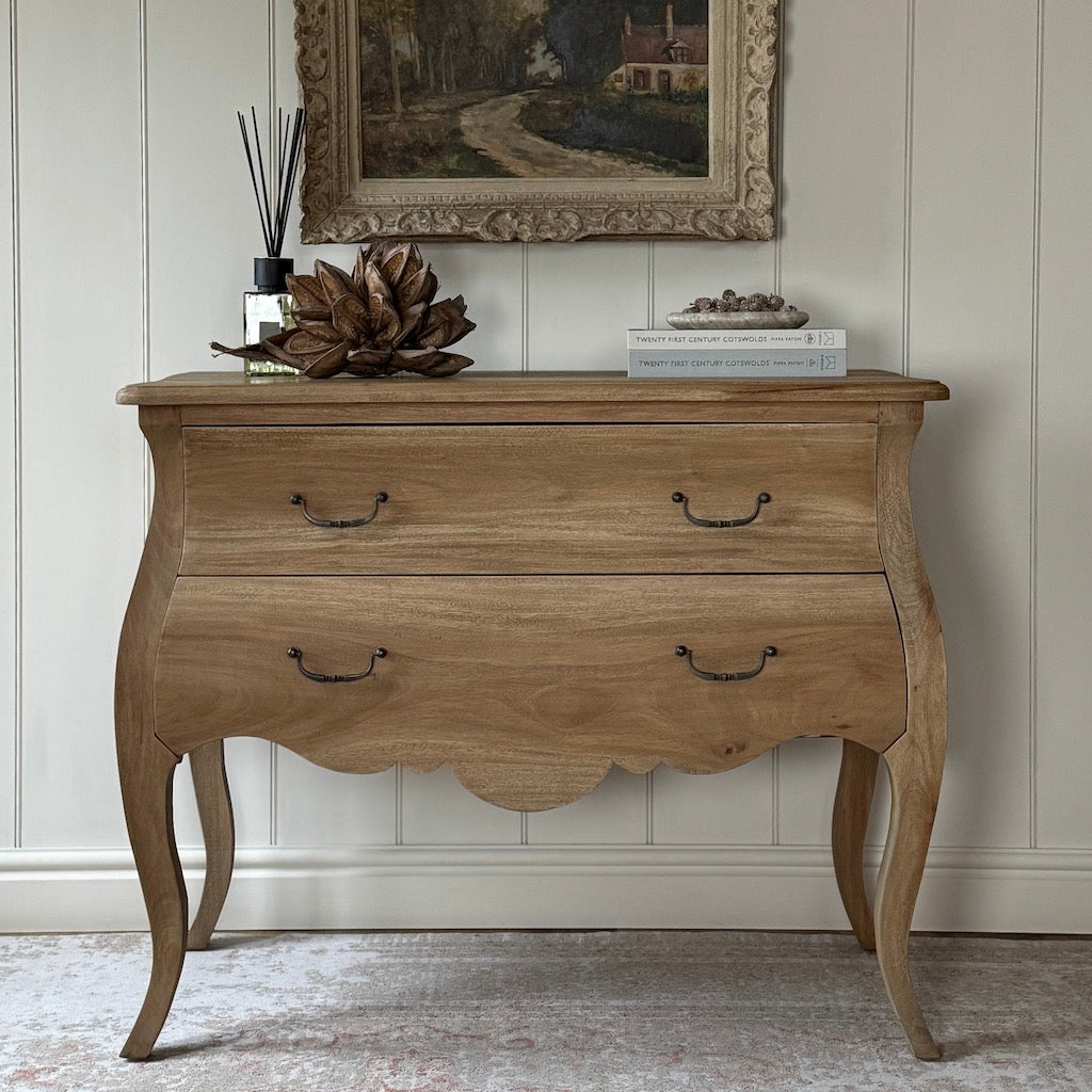 Bleached Mahogany Stained 2 Drawer Bombe Chest