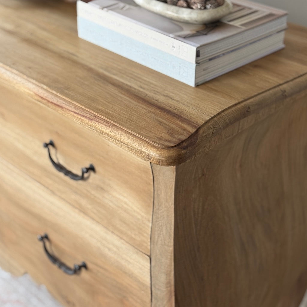 Bleached Mahogany Stained 2 Drawer Bombe Chest