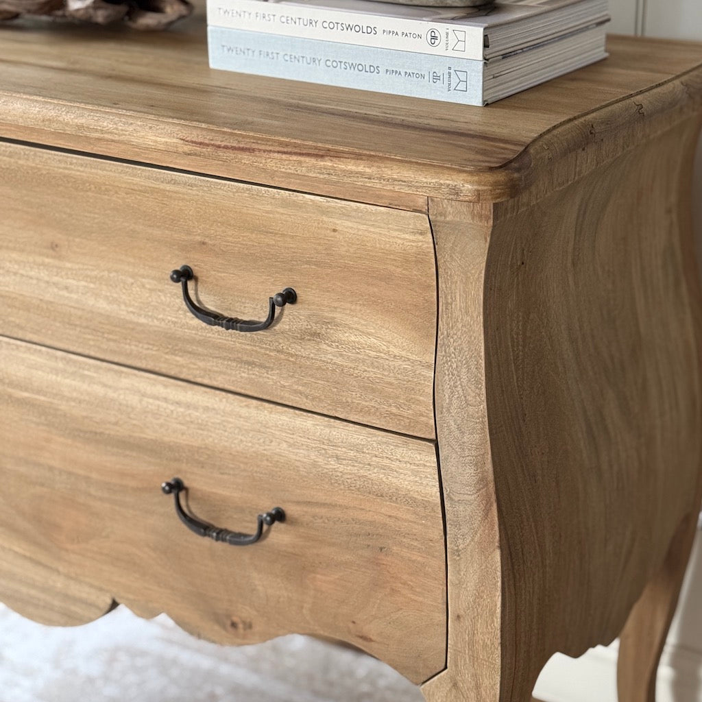 Bleached Mahogany Stained 2 Drawer Bombe Chest