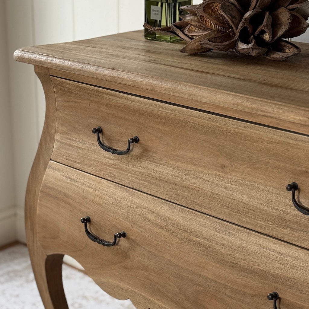 Bleached Mahogany Stained 2 Drawer Bombe Chest