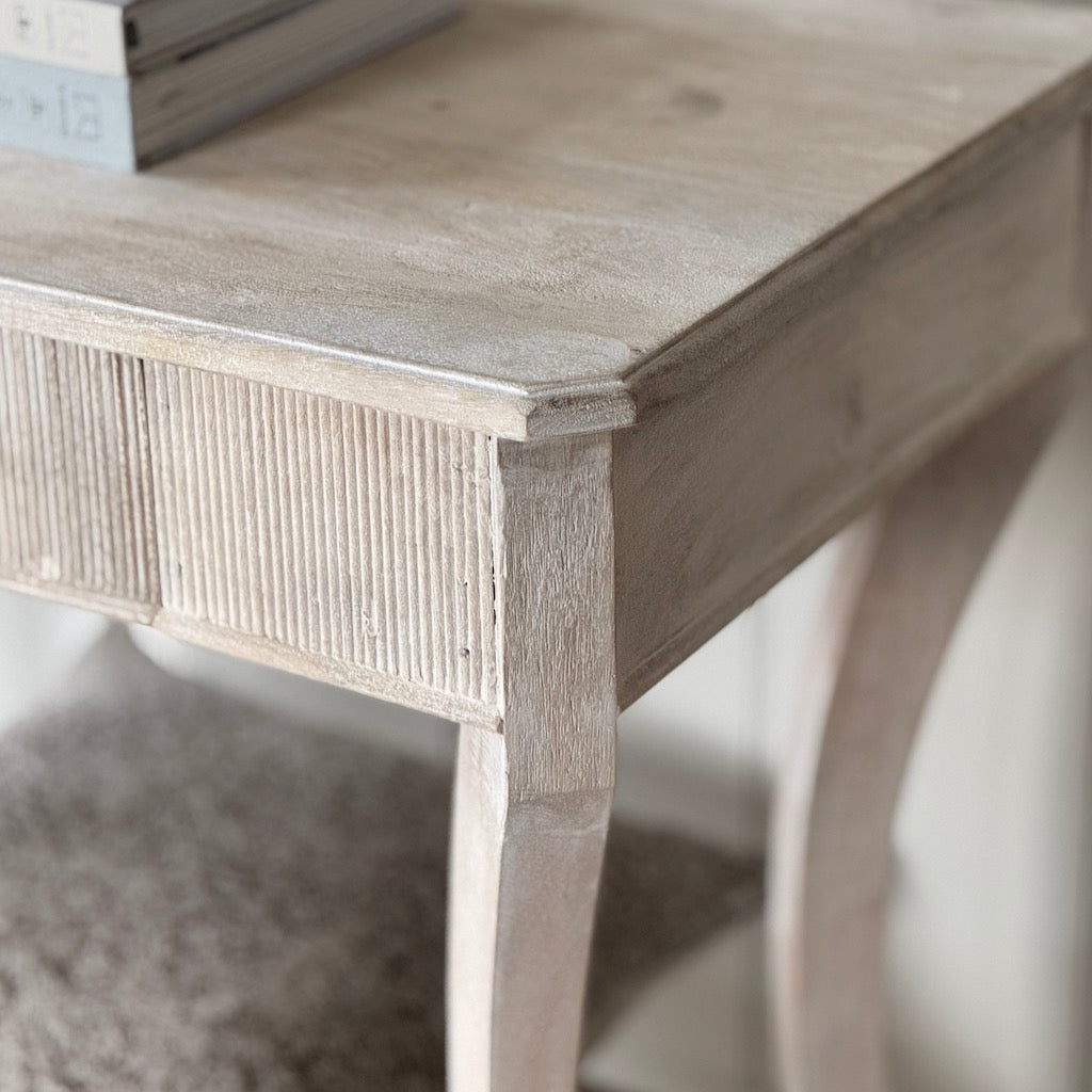 Novara Ribbed Front Whitewash Table