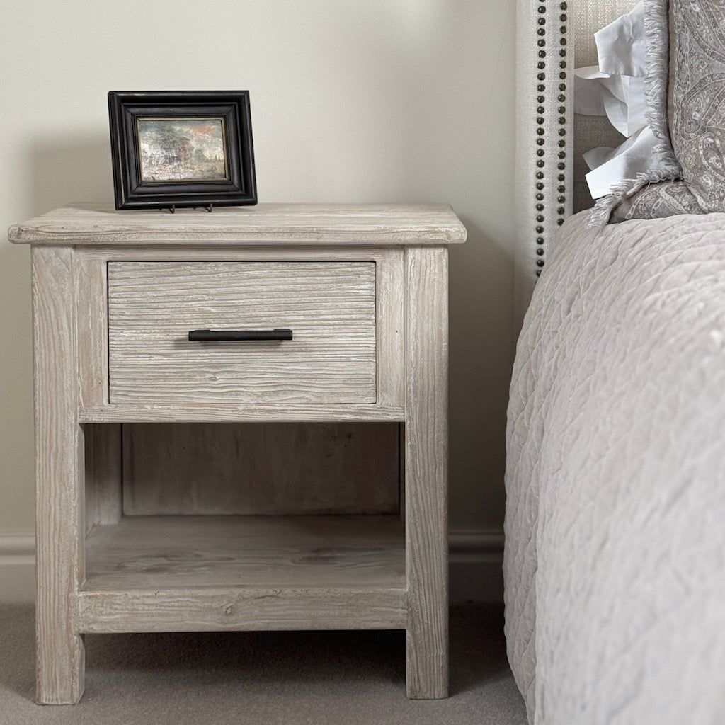 Whitewashed Bedsides Tables Nightstands Pair