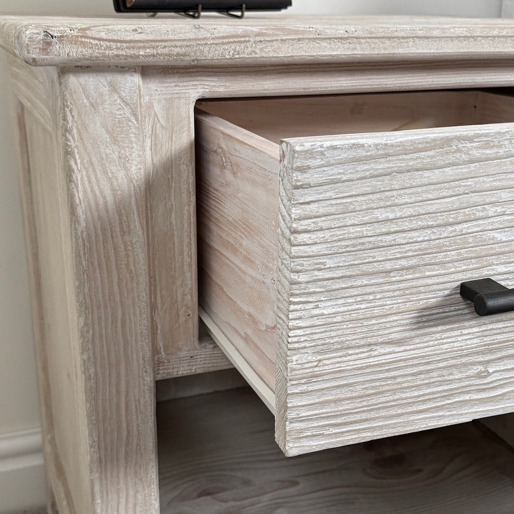 Whitewashed Bedsides Tables Nightstands Pair