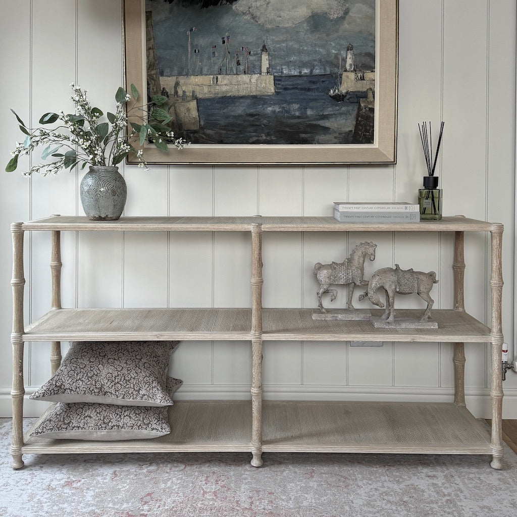 Oak 3 Tier Console Table