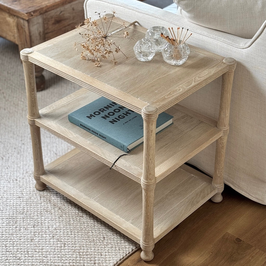 Oak 3 Tier End Table