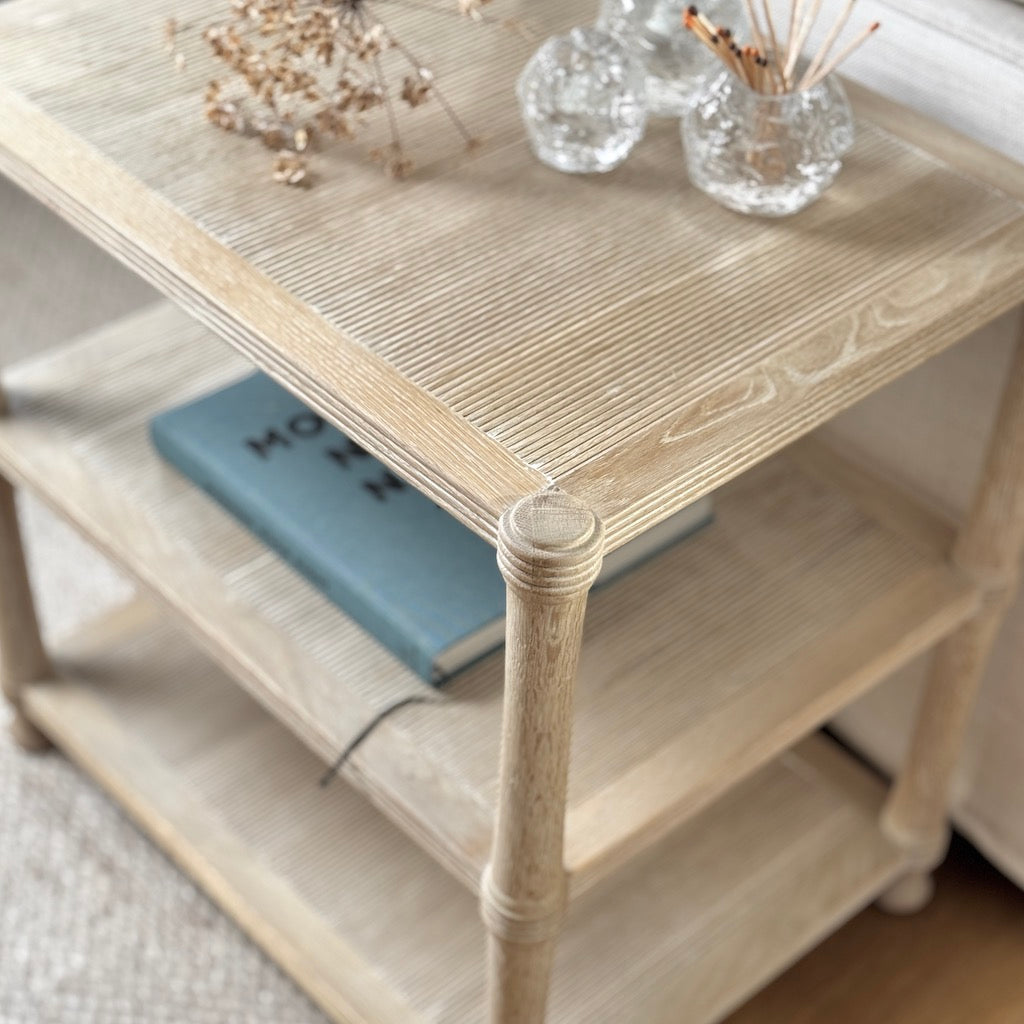 Oak 3 Tier End Table