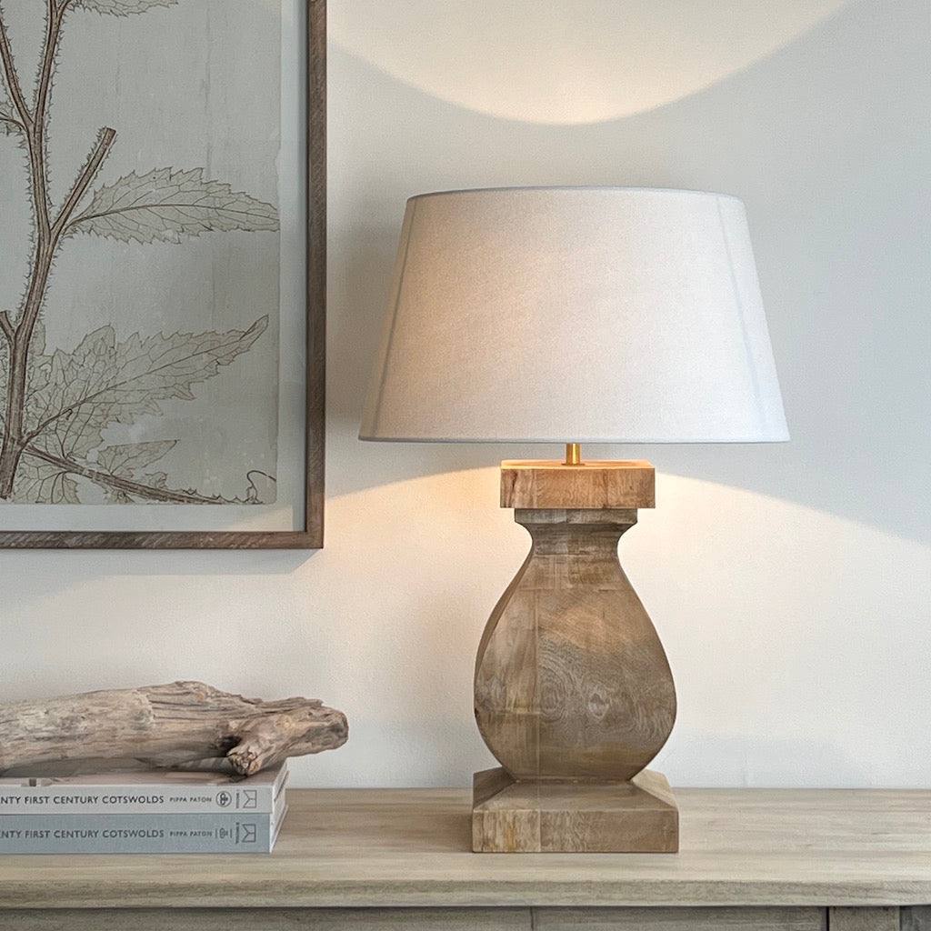 Aspen Medium Chunky Solid Wood Table Lamp 