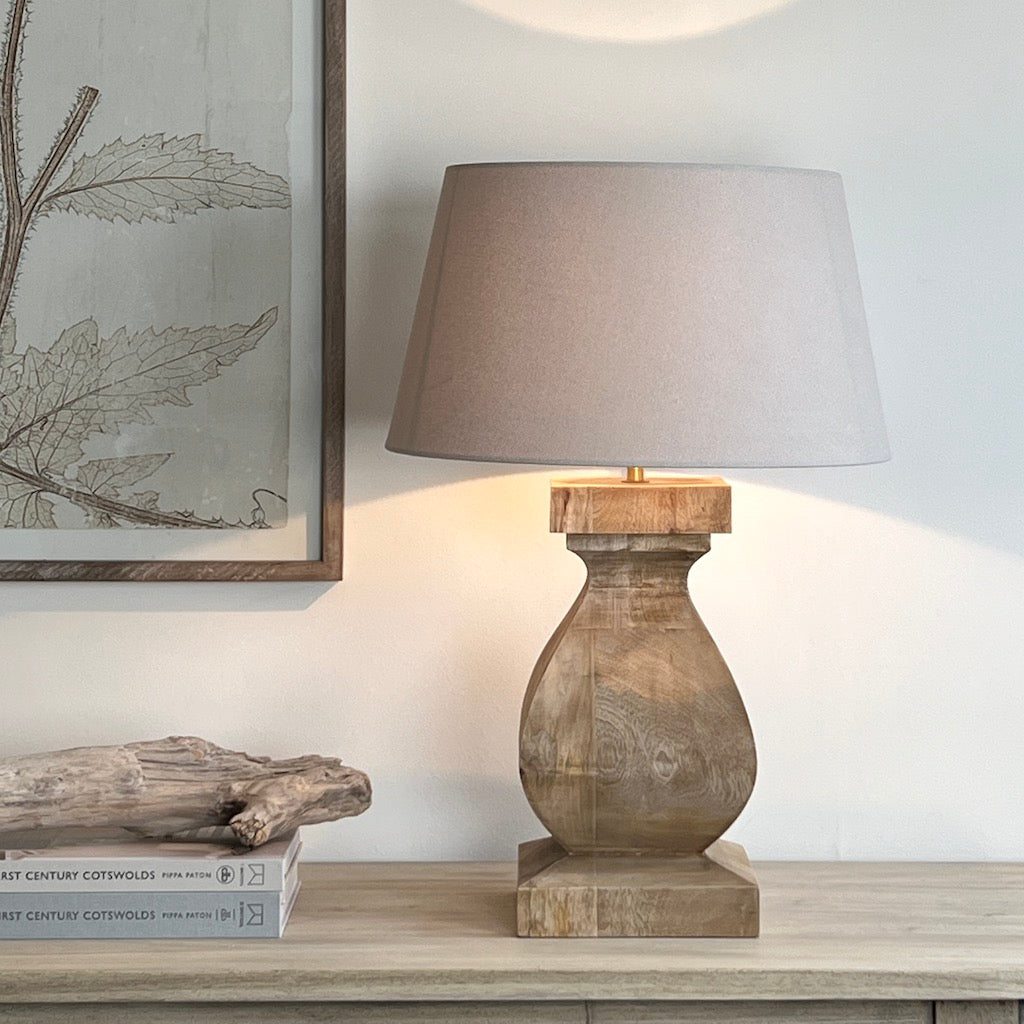 Aspen Medium Chunky Solid Wood Table Lamp 